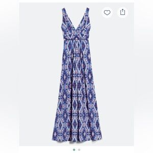 Elegant Blue Patterned Maxi Dress